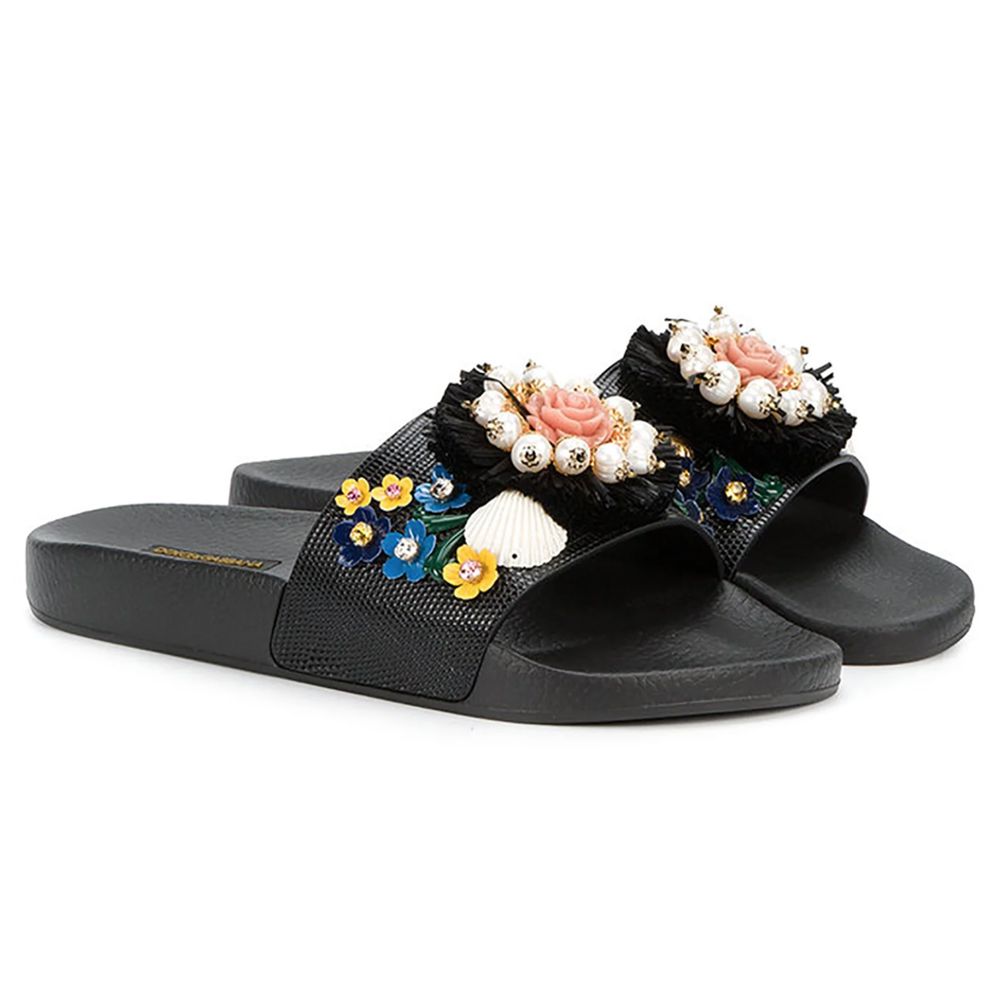 Sandales Dolce & Gabbana iguane noires