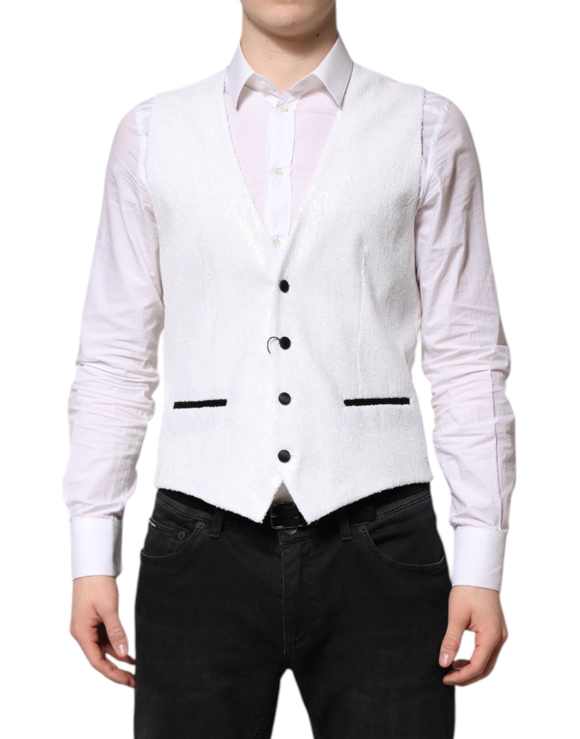 Gilet Dolce & Gabbana blanc sequins