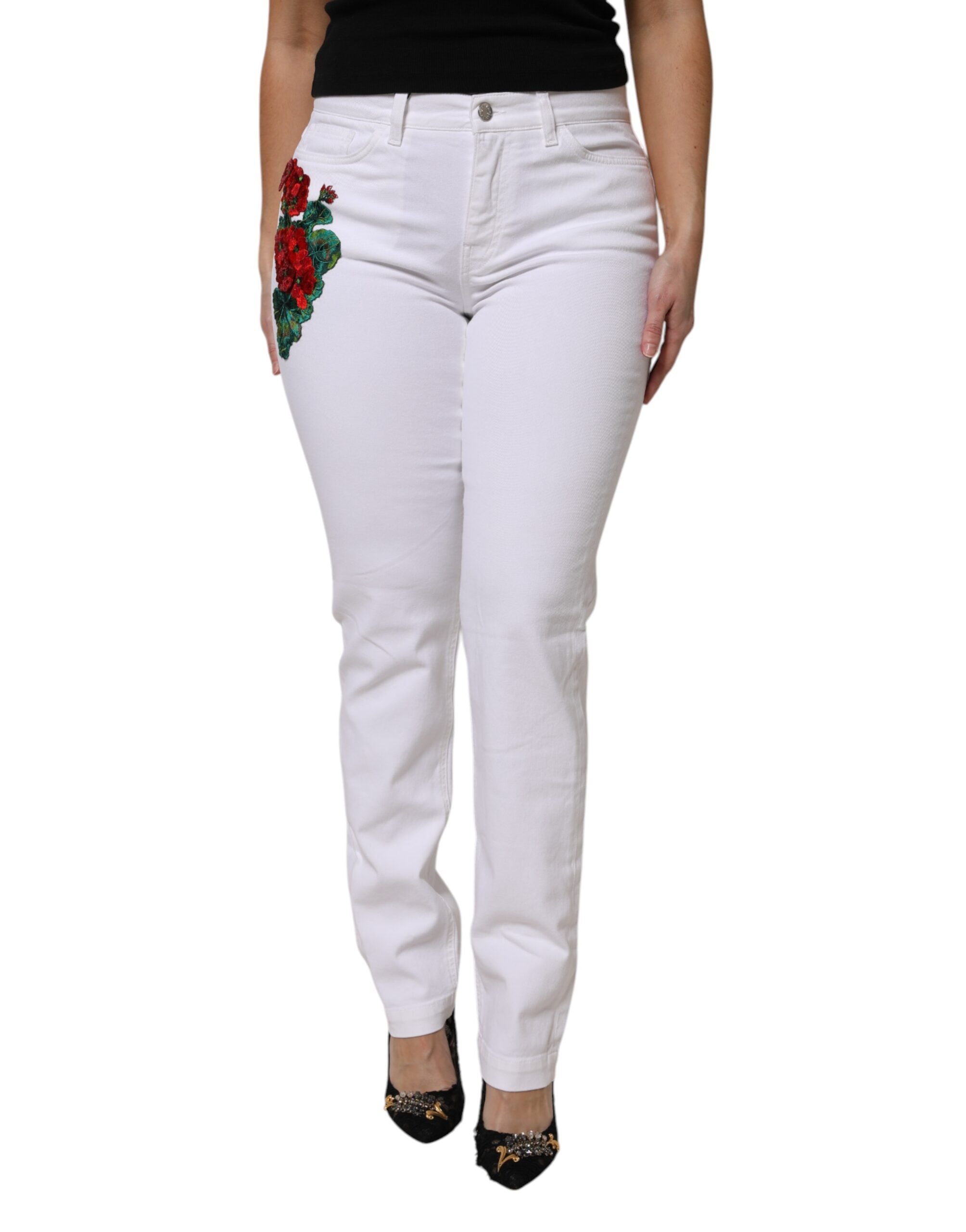 Jeans Dolce & Gabbana floral blancs