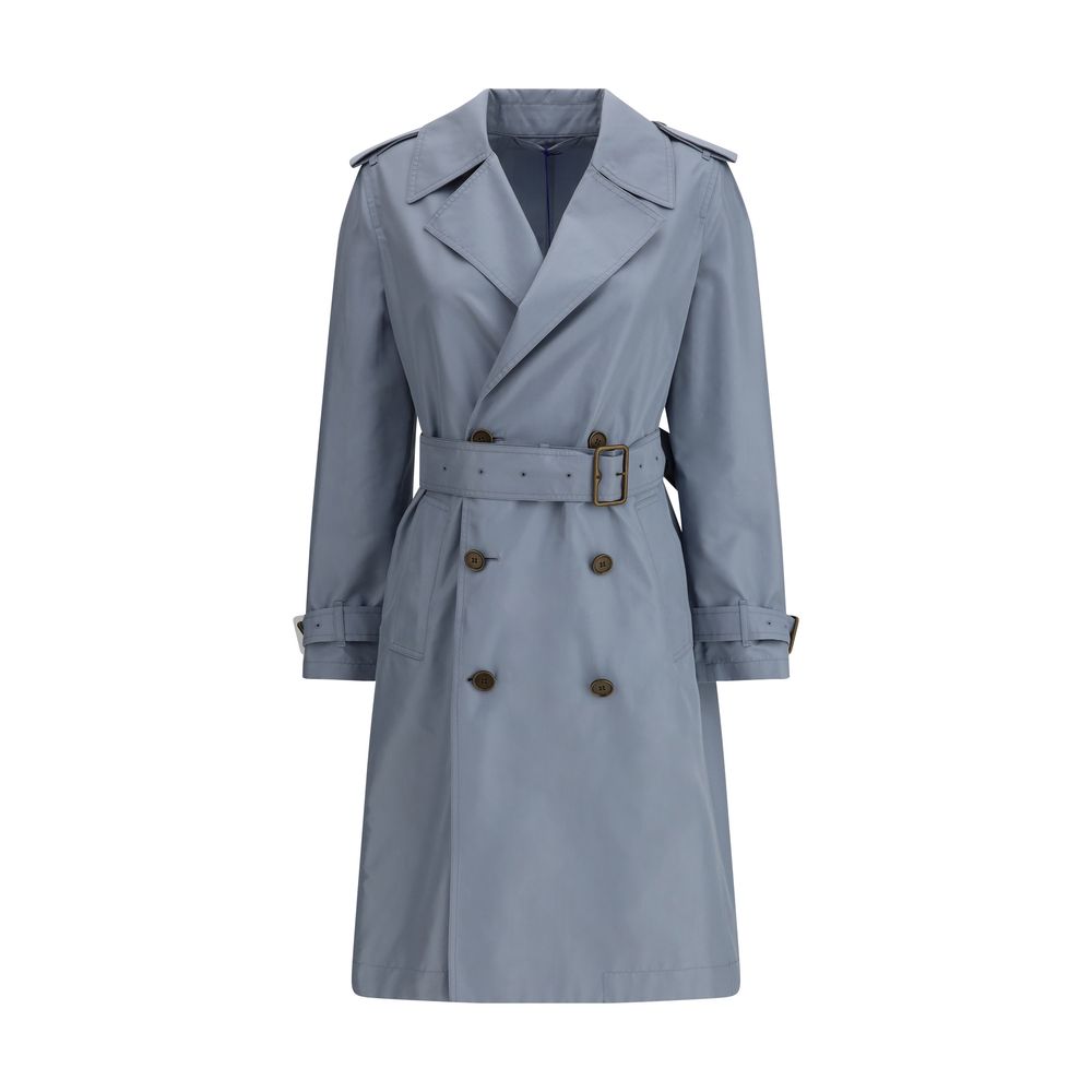 Trench coat Burberry en soie bleu