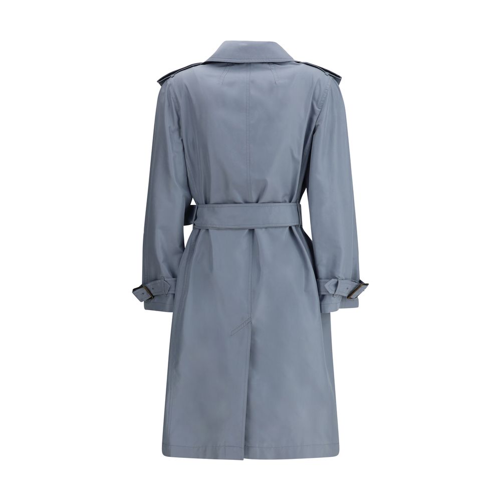 Trench coat Burberry en soie bleu