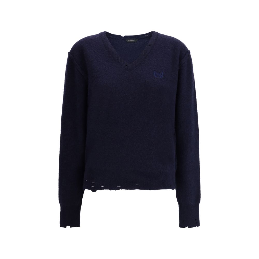 Pull Balenciaga col V gris