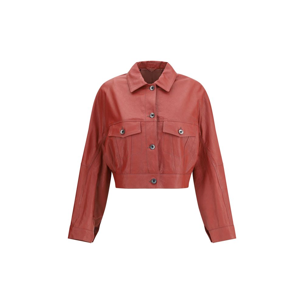 Veste Brunello Cucinelli en cuir noire