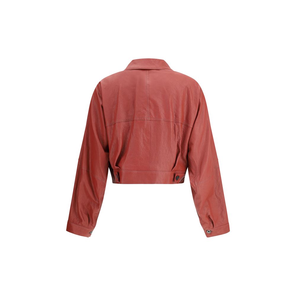 Veste Brunello Cucinelli en cuir noire