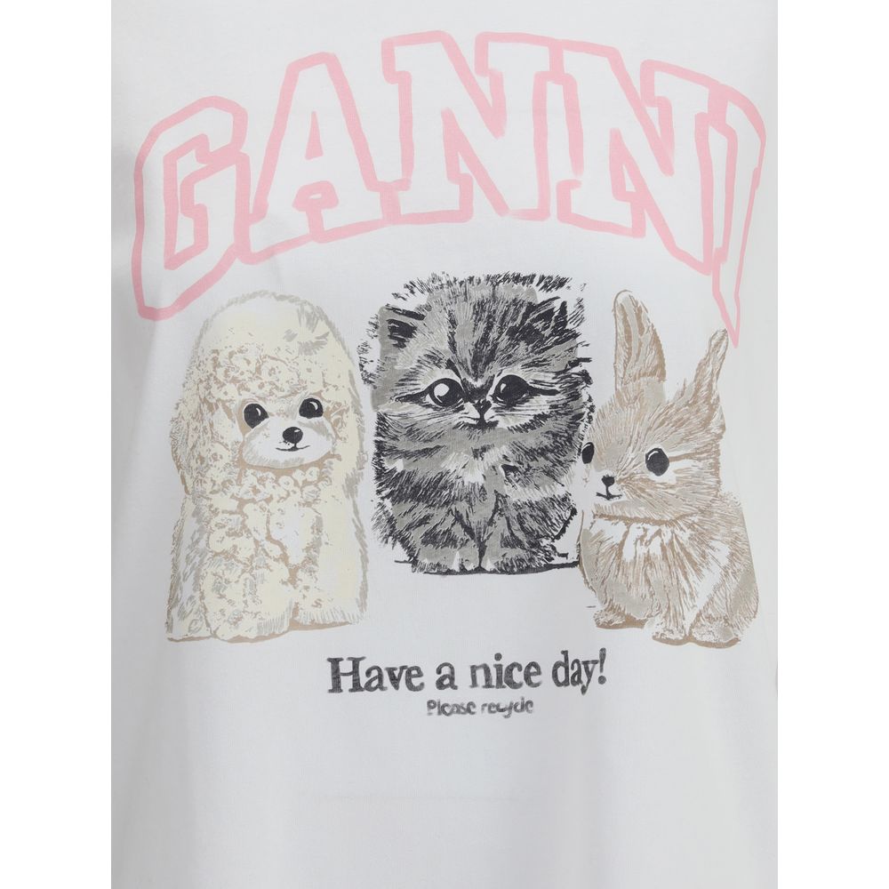 T-shirt Ganni Have a Nice Day blanc