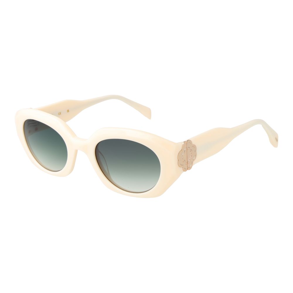 Lunettes Blanches Ovales vertes