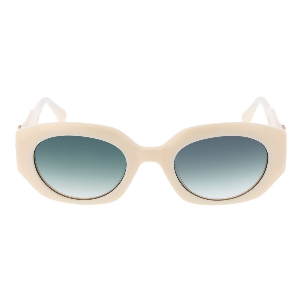 Lunettes Blanches Ovales vertes