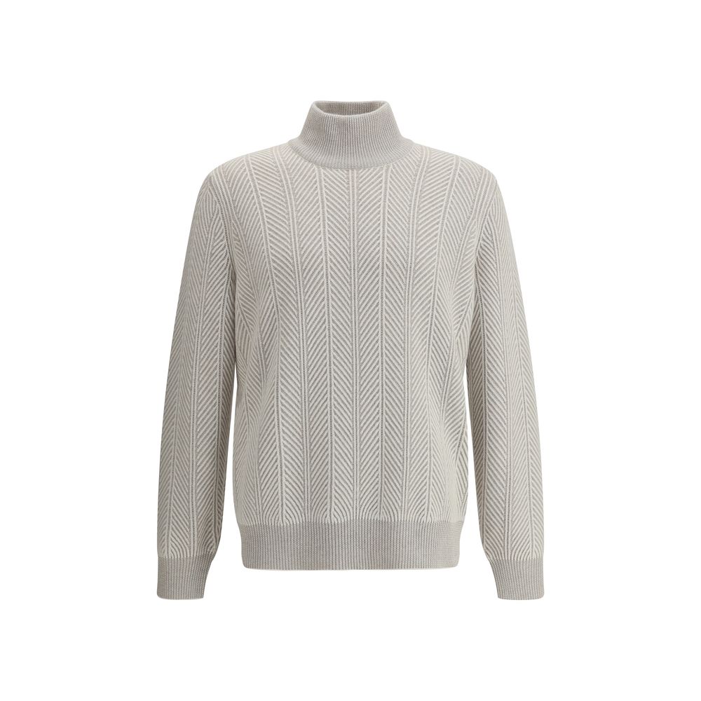 Pull Brunello Cucinelli col roulé beige
