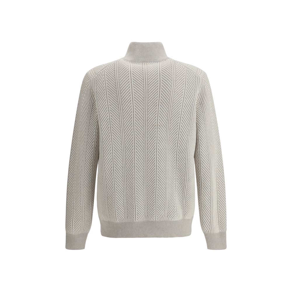 Pull Brunello Cucinelli col roulé beige