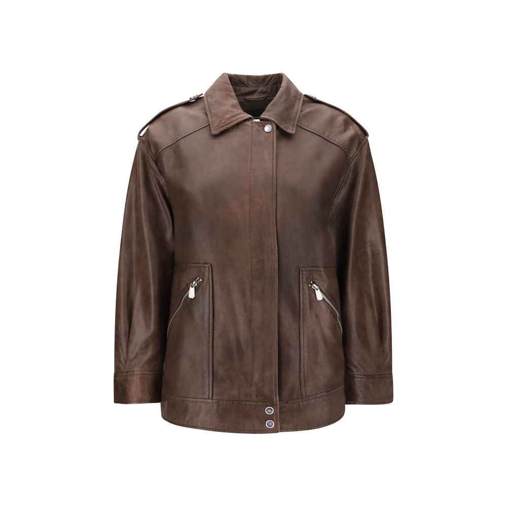 Veste Pinko classique en cuir noire