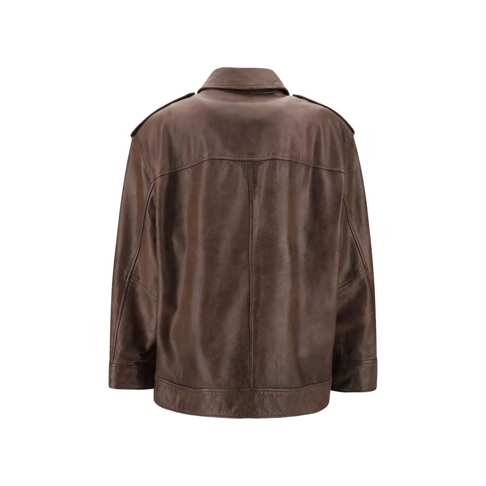 Veste Pinko classique en cuir noire