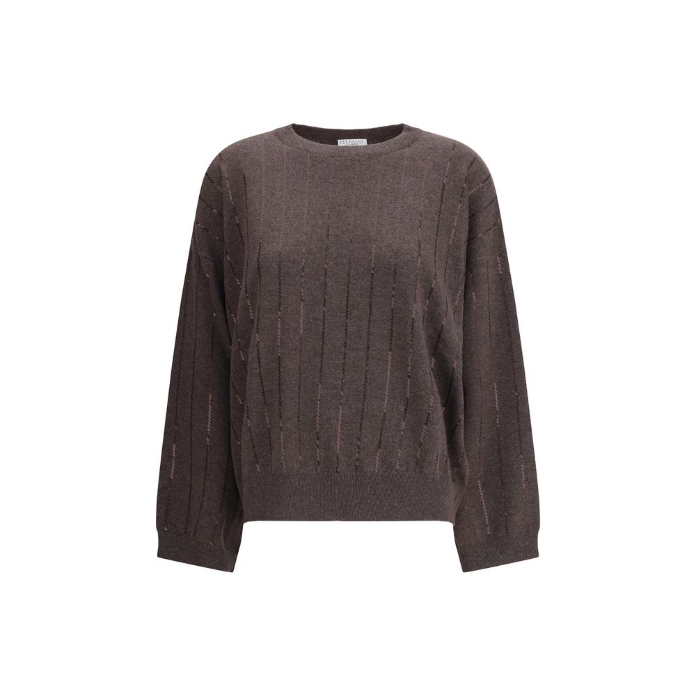 Pull Brunello Cucinelli à sequins gris