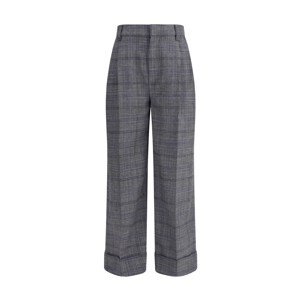 Pantalons Brunello Cucinelli Prince of Wales gris