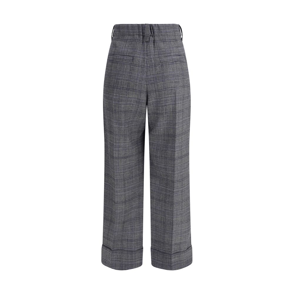 Pantalons Brunello Cucinelli Prince of Wales gris