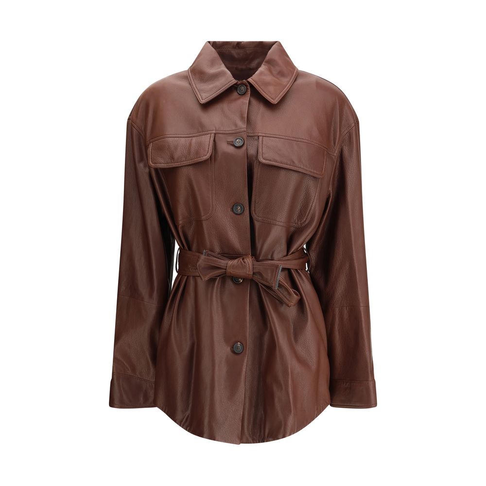 Veste Brunello Cucinelli Saharan cuir caramel