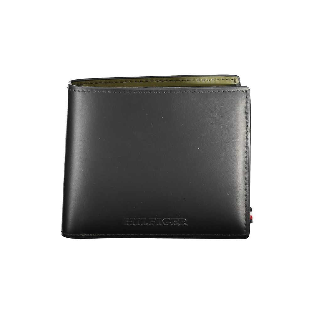 Portefeuille noir cuir avec logo noir