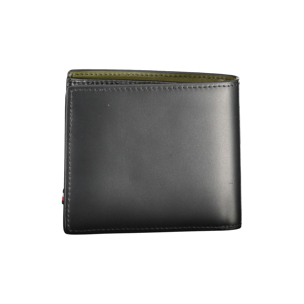 Portefeuille noir cuir avec logo noir