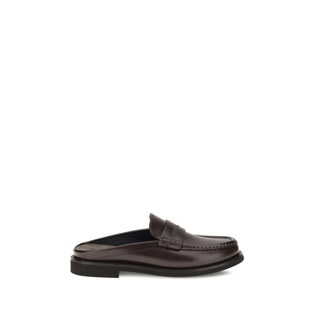Loafers Brunello Cucinelli Sabot cuir noirs