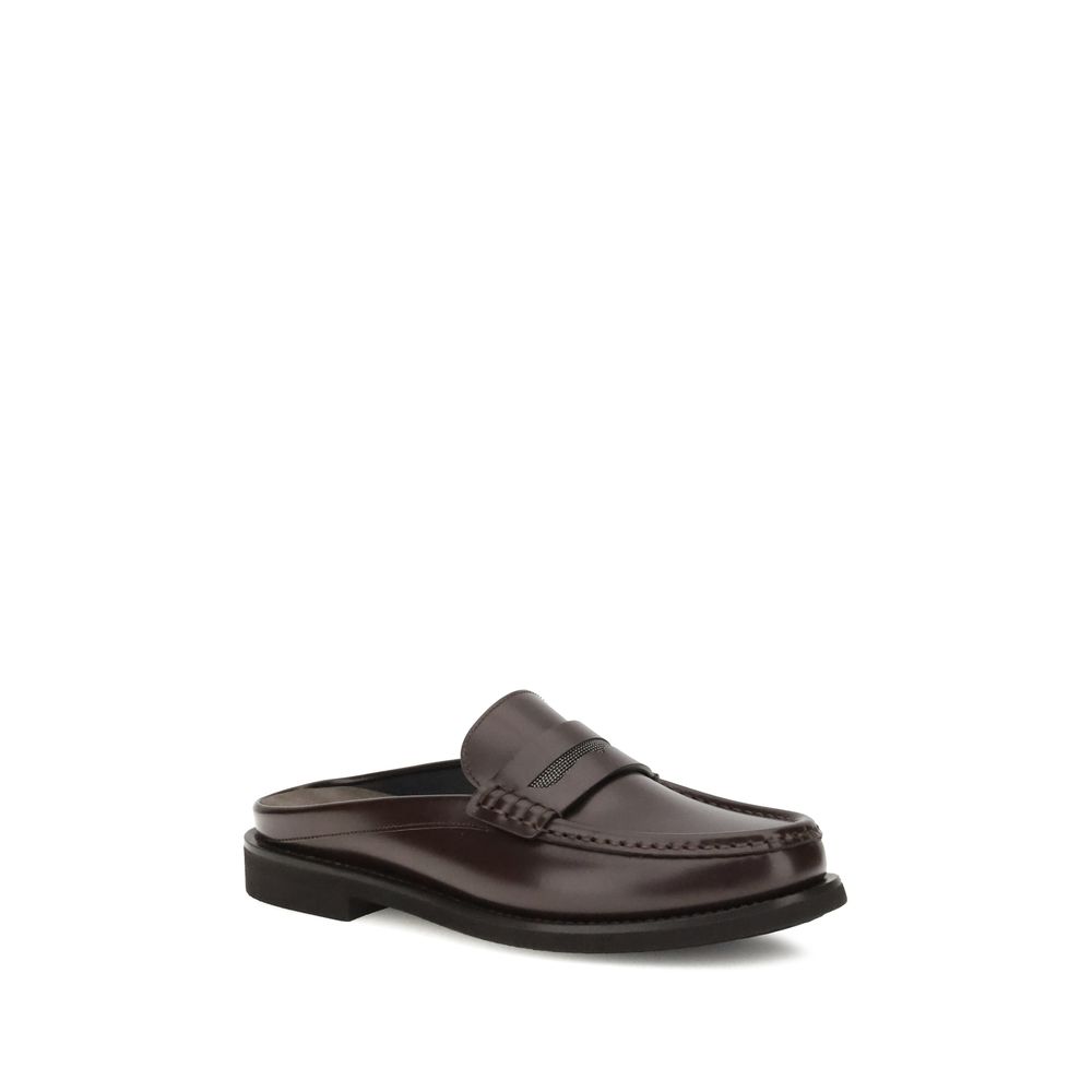 Loafers Brunello Cucinelli Sabot cuir noirs