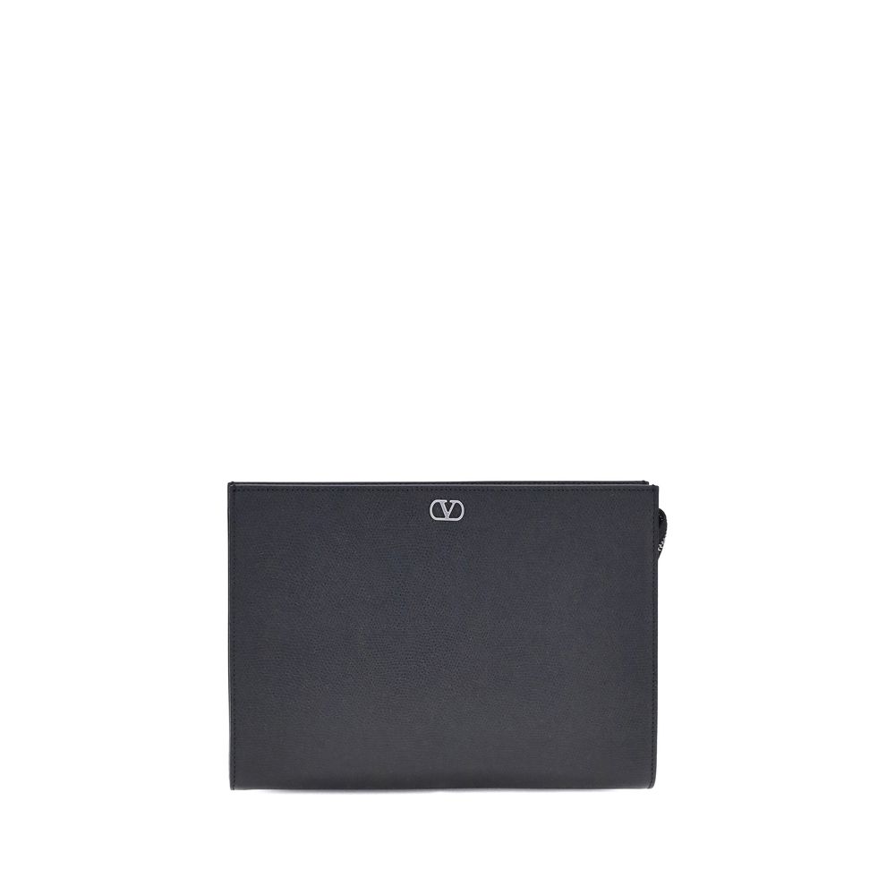 Pochette Valentino Garavani en cuir grenu
