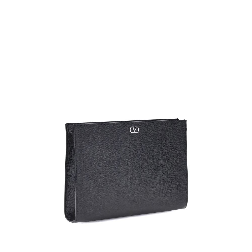 Pochette Valentino Garavani en cuir grenu