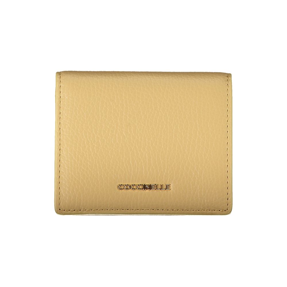 Portefeuille beige cuir