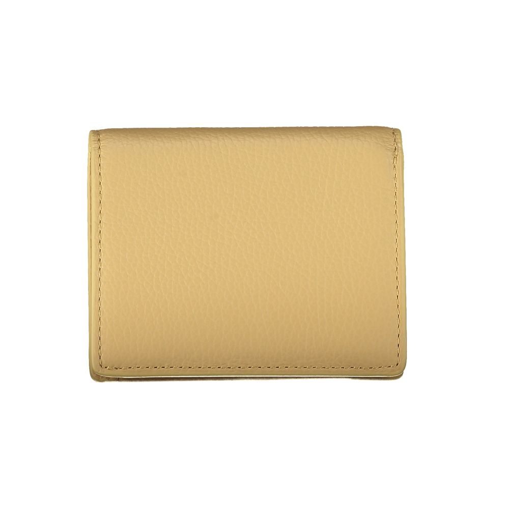 Portefeuille beige cuir