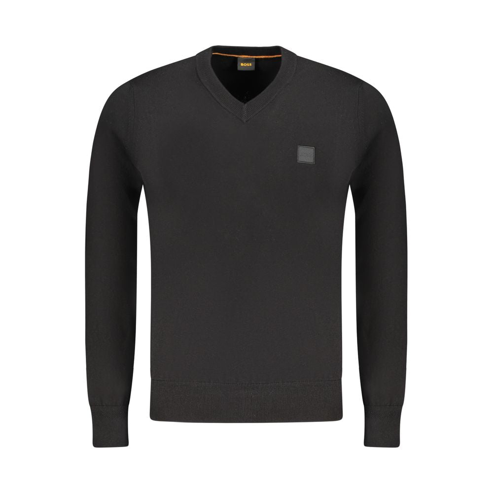T-shirt noir à col en V noir
