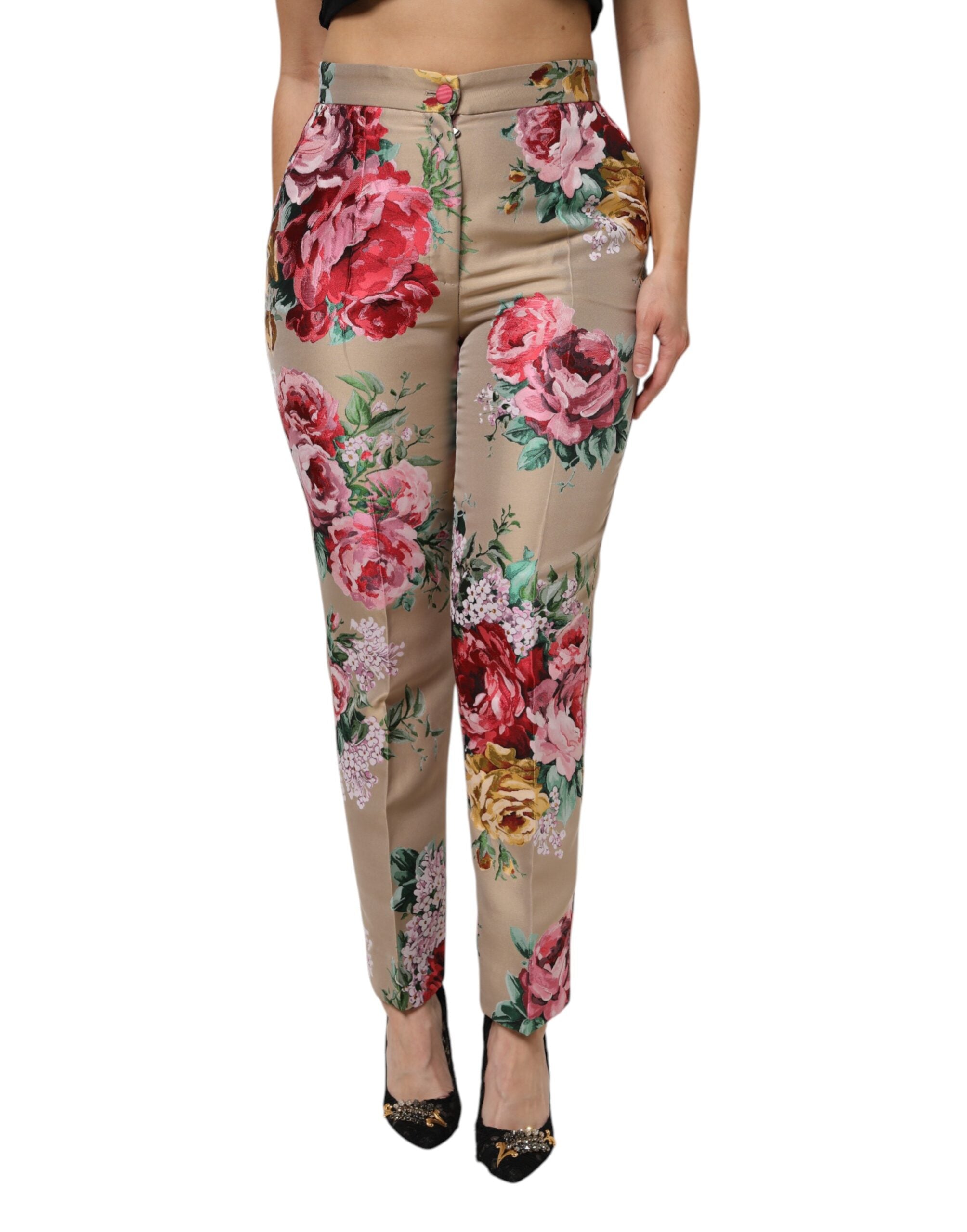 Pantalons Dolce & Gabbana beiges fleuris
