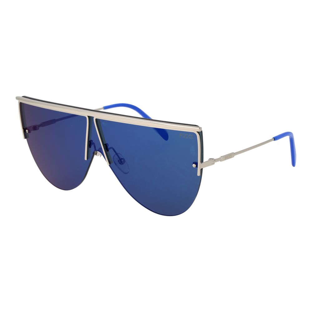 Lunettes de soleil argentées bleues