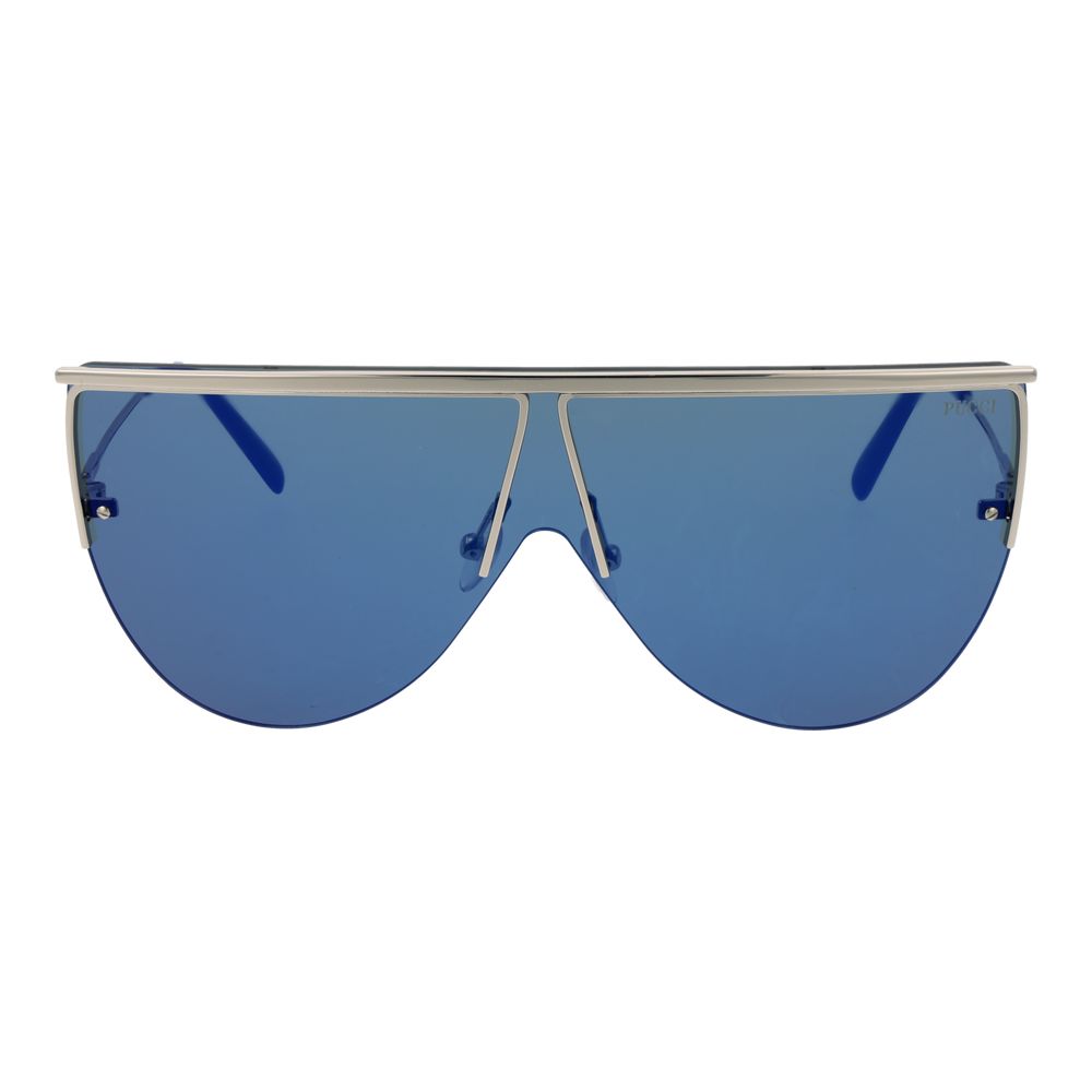Lunettes de soleil argentées bleues
