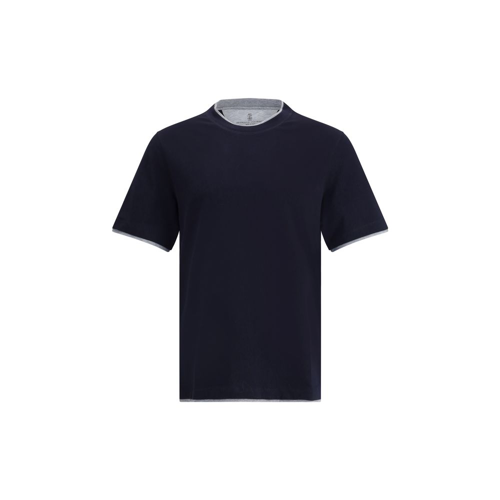 T-Shirt Brunello Cucinelli bi-ton blanc
