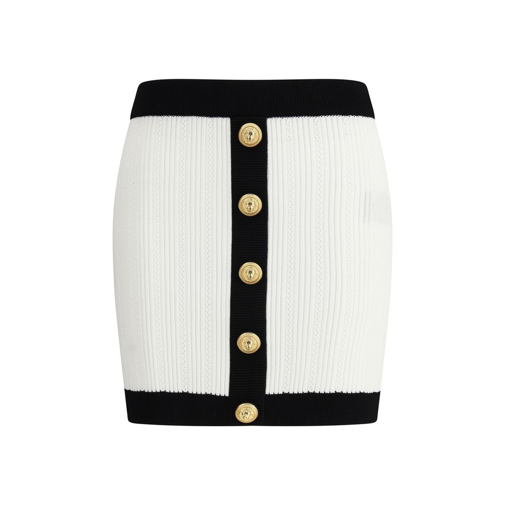Jupe courte Balmain en maille blanche