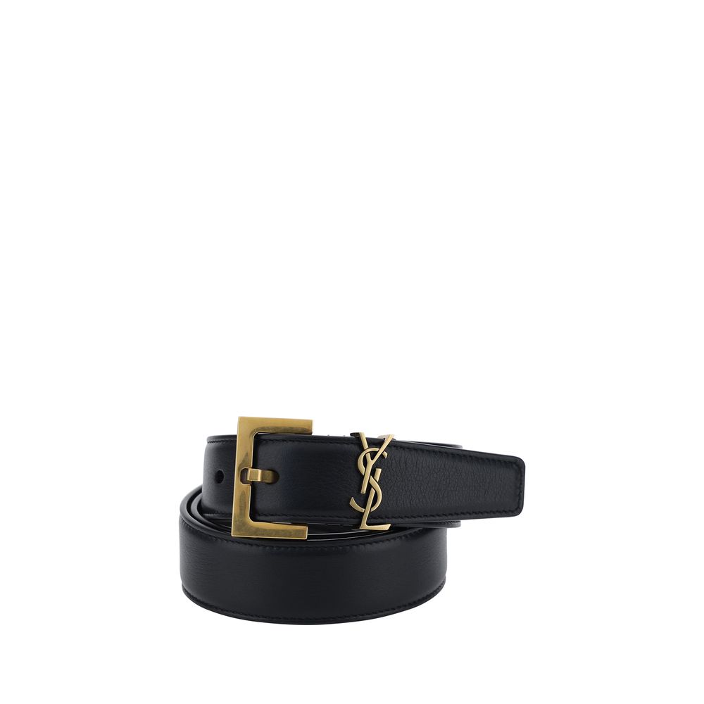 Ceinture Saint Laurent en cuir noire