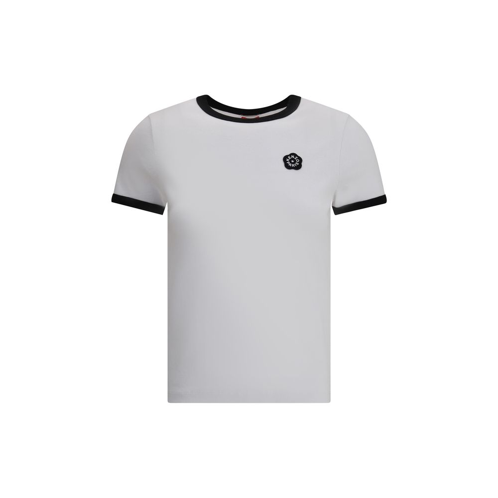 T-shirt Kenzo logo fleuri blanc