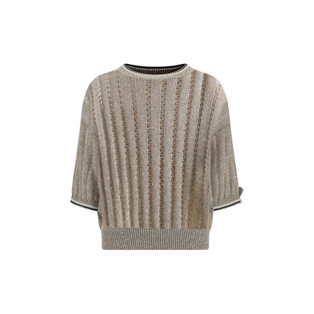 Pull Brunello Cucinelli à sequins beige