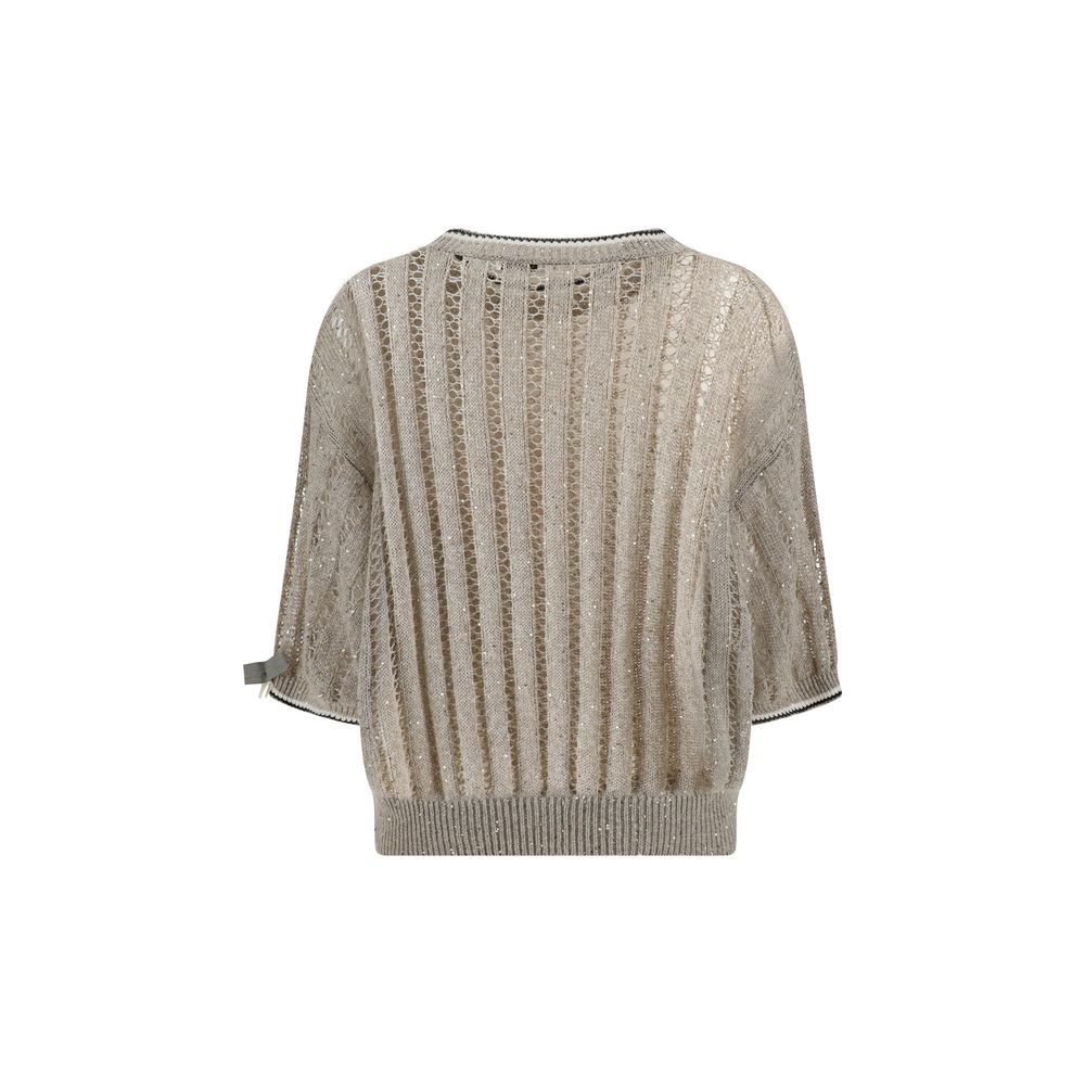 Pull Brunello Cucinelli à sequins beige
