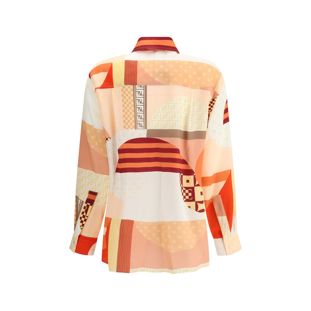 Chemisier Fendi en soie patchwork multicolore