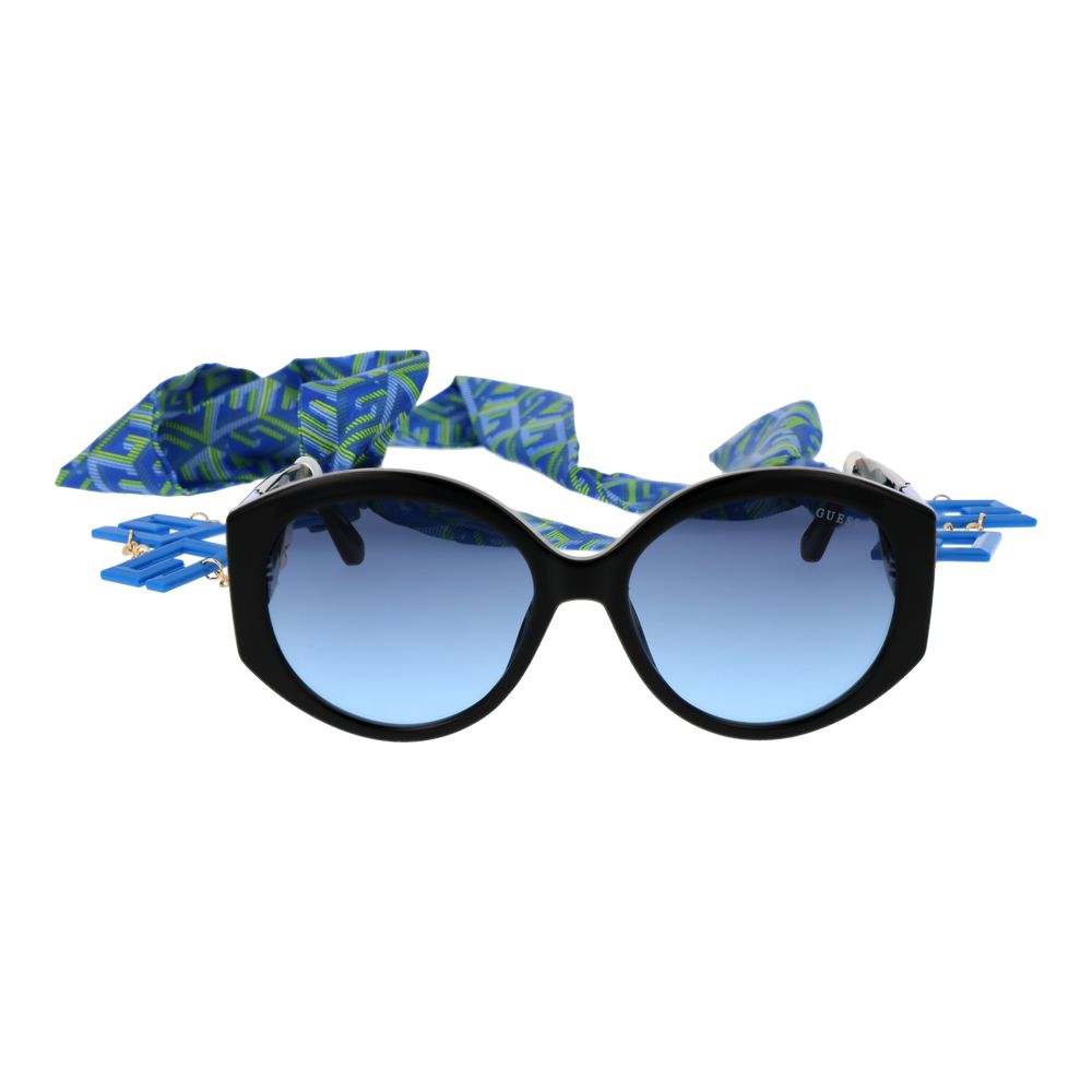 Lunettes noires avec chaîne bleuies