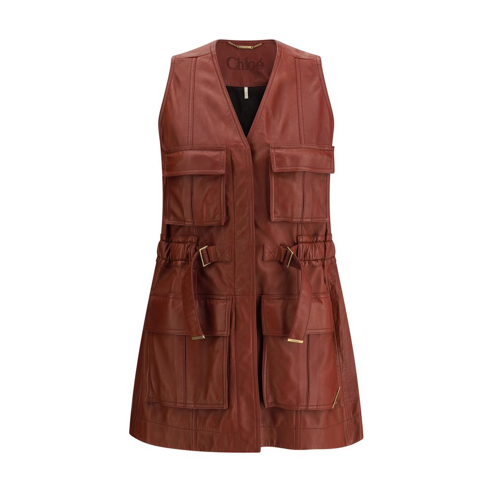 Gilet Chloé en cuir noir