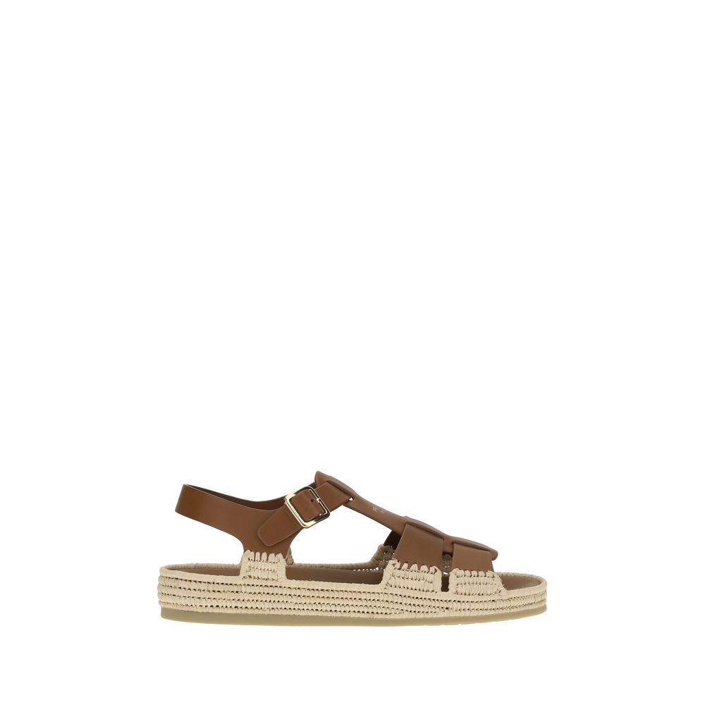 Sandales Prada modèle en cuir marron