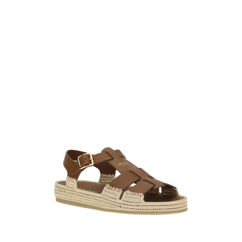 Sandales Prada modèle en cuir marron