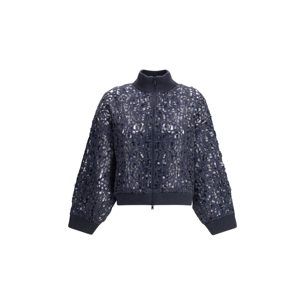 Cardigan Brunello Cucinelli argenté