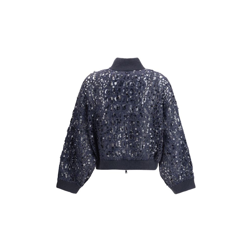 Cardigan Brunello Cucinelli argenté