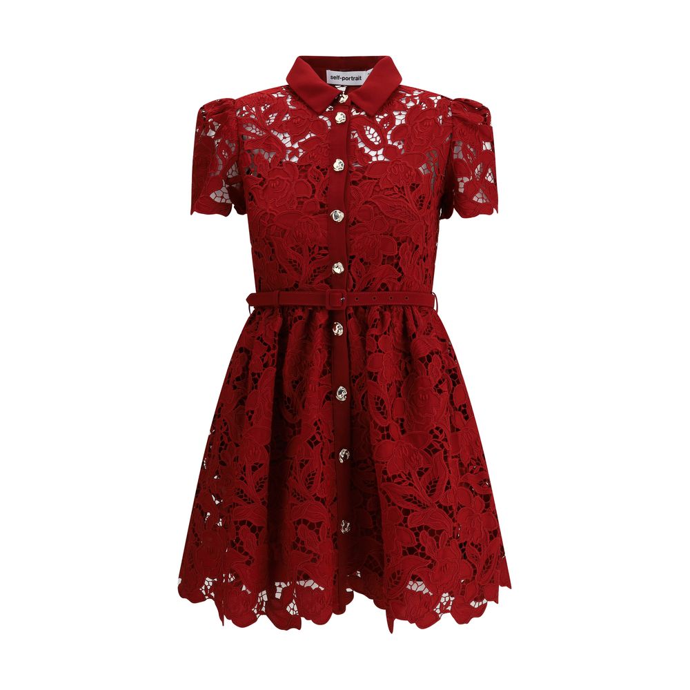 Robe courte Self-Portrait brodée noire