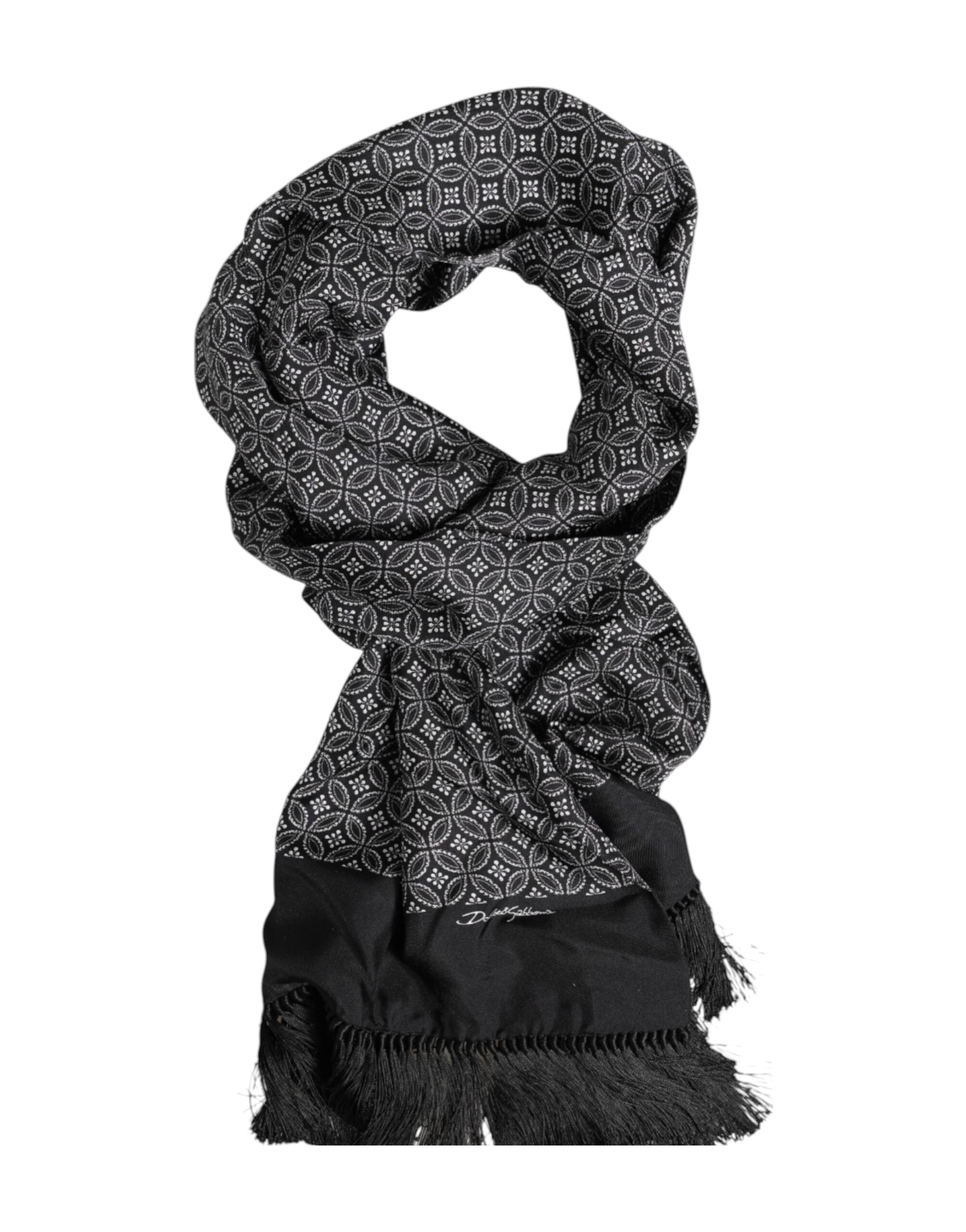 Foulard Dolce & Gabbana à franges noir