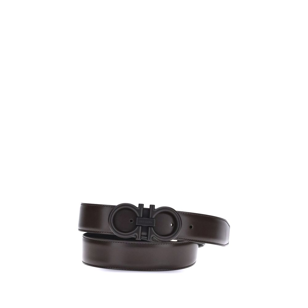 Ceinture Ferragamo Gancini réversible noire et brune