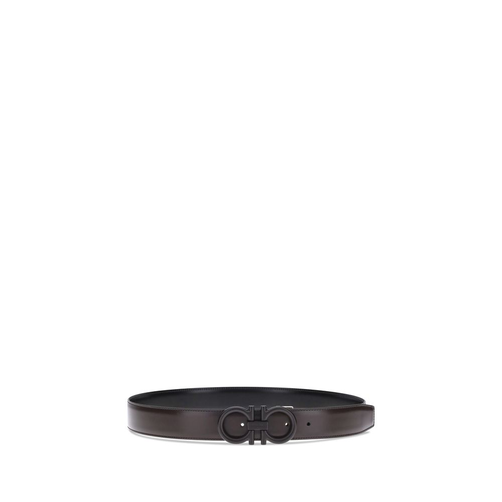 Ceinture Ferragamo Gancini réversible noire et brune