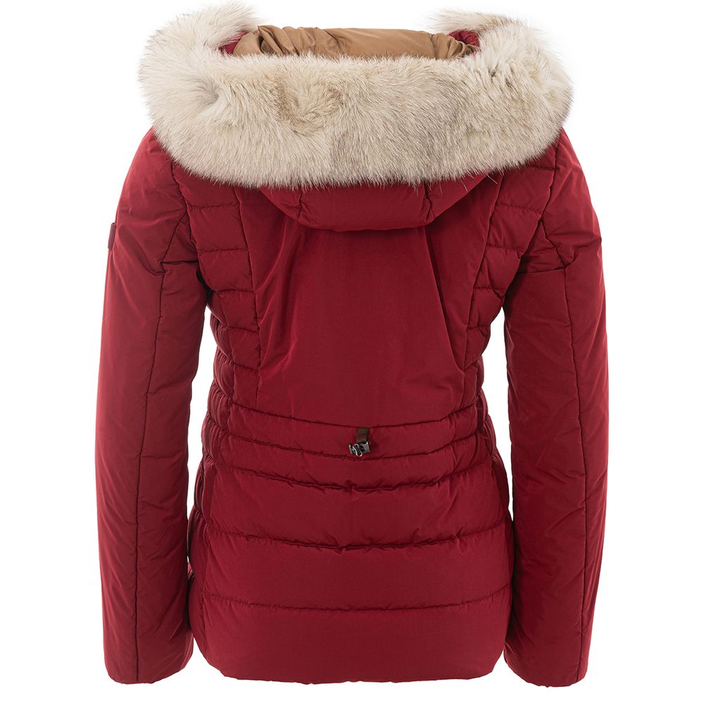 Veste Peuterey avec col en fourrure Bordeaux