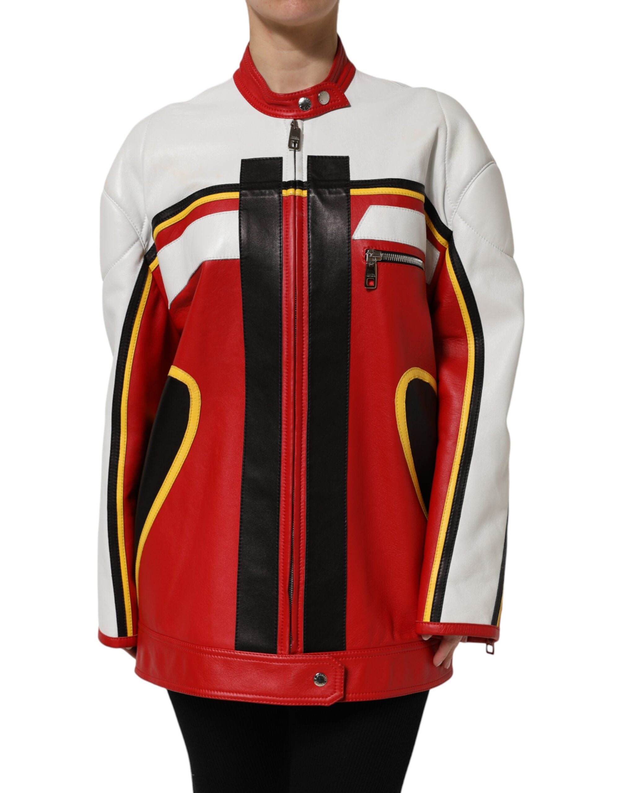 Veste en cuir Dolce & Gabbana multicolore